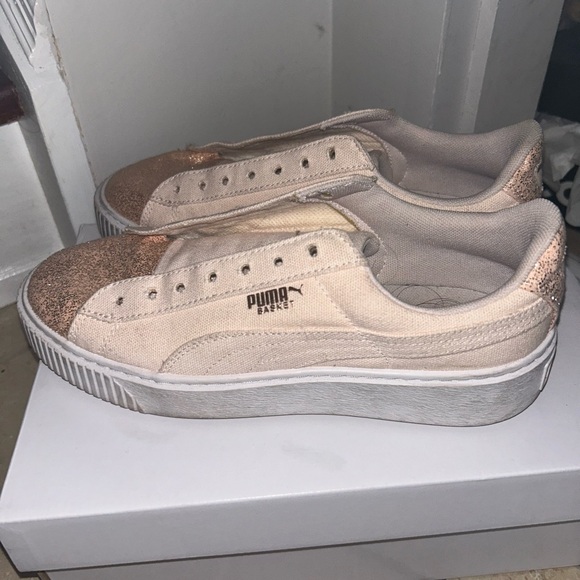 Puma Basket Pink Glitter Women’s Shoes, comes with laces - Picture 3 of 5
